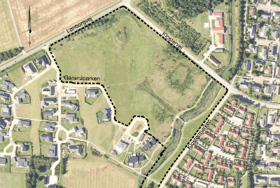 Oversigtskort med parcelhusgrunde i Ganeråparken Skjern